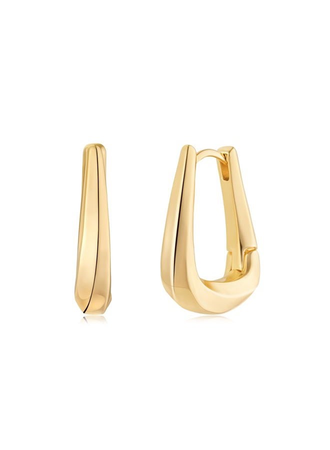 MYEARS Women Earrings Gold Huggie Hoop Dangle Drop 14K Gold Plated Small Simple Hypoallergenic Everyday Jewelry, One Size, Brass Metal Yellow Gold, Cubic Zirconia - Image 1
