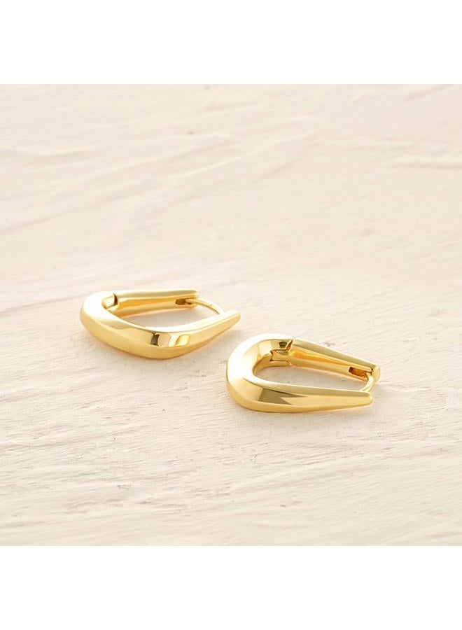 MYEARS Women Earrings Gold Huggie Hoop Dangle Drop 14K Gold Plated Small Simple Hypoallergenic Everyday Jewelry, One Size, Brass Metal Yellow Gold, Cubic Zirconia - Image 3