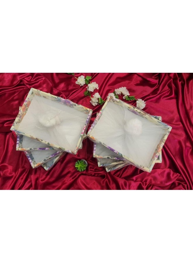 Satyam Kraft SATYAM KRAFT 3 Pcs Multipurpose Decorative Folding Gift Box | Rectangular Cardboard Tray with Net for Rakhi, Rakshabandhan, Birthday, Anniversary, Festival, Wedding, Return Gifts, Sweets, DIY Craft (Multicolor) - Image 5