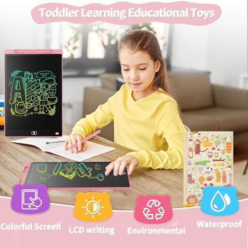 KRySt LCD Writing Tablet 8.5 Inch | Digital Drawing Board for Kids | Portable E-Writer Slate for Doodling & Learning | Erasable Screen Writing Pad for Home & School (Pink) - Image 3