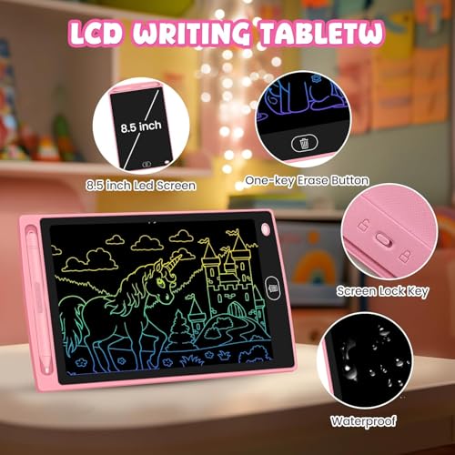 KRySt LCD Writing Tablet 8.5 Inch | Digital Drawing Board for Kids | Portable E-Writer Slate for Doodling & Learning | Erasable Screen Writing Pad for Home & School (Pink) - Image 2