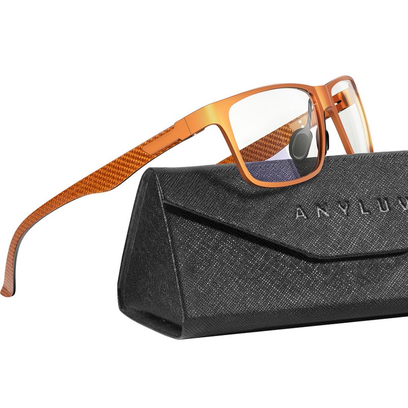 ANYLUV Blue Light Glasses Men Relieve Eyestrain and Eye Protection AlMg Metal Computer Blue Light Blocking GlassesOrange Carbon Fiber x0 - Image 2