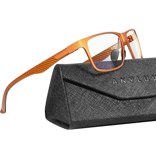ANYLUV Blue Light Glasses Men Relieve Eyestrain and Eye Protection AlMg Metal Computer Blue Light Blocking GlassesOrange Carbon Fiber x0 - Image 1