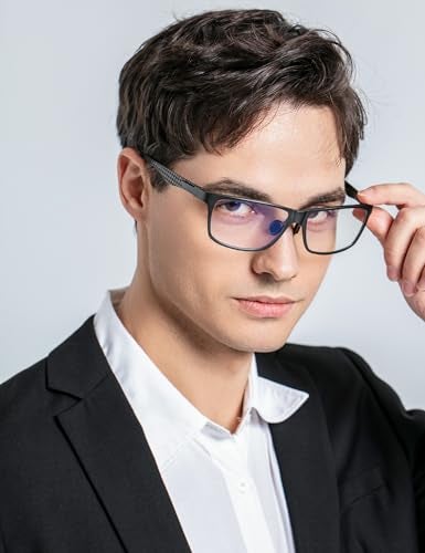 ANYLUV Blue Light Glasses Men Relieve Eyestrain and Eye Protection AlMg Metal Computer Blue Light Blocking GlassesOrange Carbon Fiber x0 - Image 3