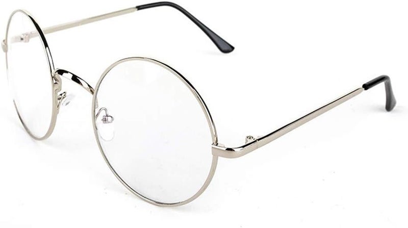 Lovef Large Oversized Metal Frame Clear Lens Round Circle Vintage Eye Glasses 5.4 * 2inch - Image 3