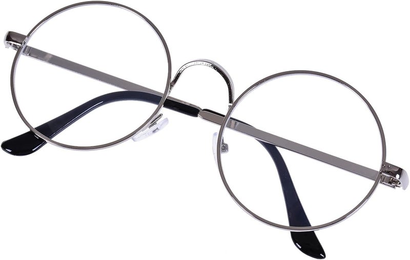 Lovef Large Oversized Metal Frame Clear Lens Round Circle Vintage Eye Glasses 5.4 * 2inch - Image 4