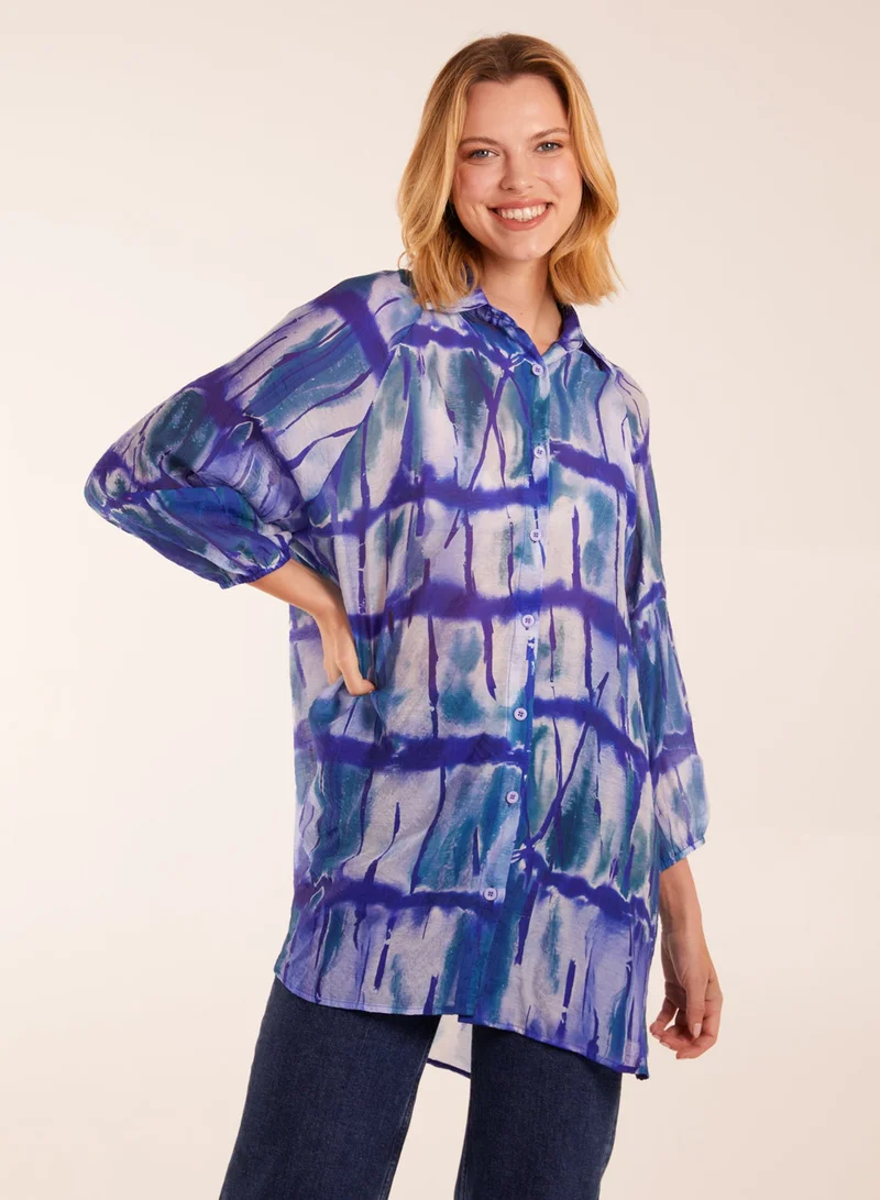 بلو فانيلا قميص مصبوغ بالربطة
