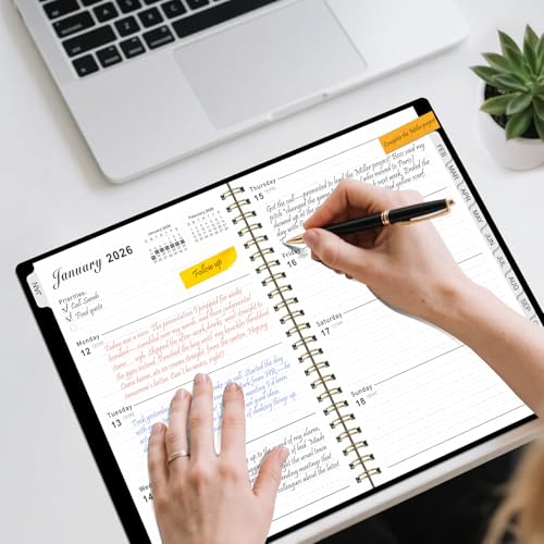 ZTX 2026 Planner Weekly and Monthly Planner Calendar,Jan 2026-Dec 2026.Wirebound,Laminated Tabs,Storage Pocket,for Teachers,Students,Women & Men,A5 size,Black - Image 4