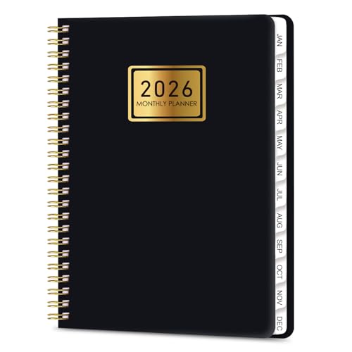 ZTX 2026 Planner Weekly and Monthly Planner Calendar,Jan 2026-Dec 2026.Wirebound,Laminated Tabs,Storage Pocket,for Teachers,Students,Women & Men,A5 size,Black - Image 1