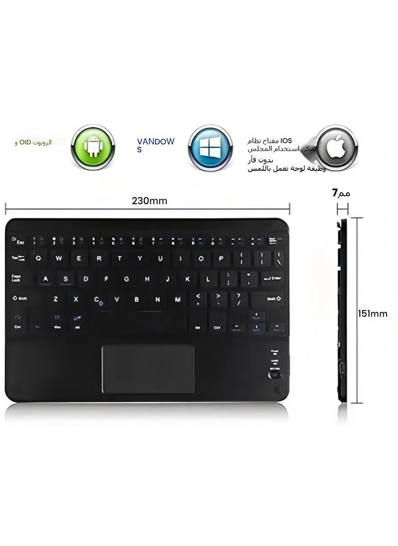 جنرال غلاف لوحة مفاتيح لـ MatePad 11 DBY-W09، غلاف لوحي جلدي مع لوحة مفاتيح لمسية بلوتوث قابلة للفصل، مع ملصقات لوحة مفاتيح باللغة العربية.  - Image 5