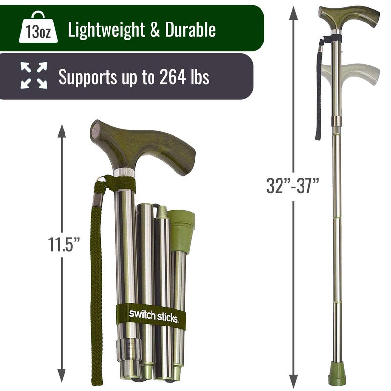 Switch Sticks Walking Cane for Men or Women, Foldable and Adjustable from 32-37 Inches, FSA and HSA Eligible, Huntington - Image 4