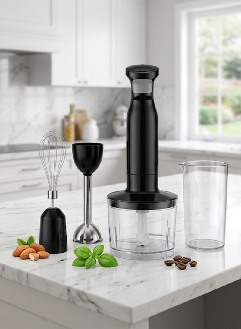 4-in-1 Electric Hand Blender Set 400W Immersion Blender with Food Chopper Whisk Attachment & Measuring Beaker Stainless Steel Blades - Image 1