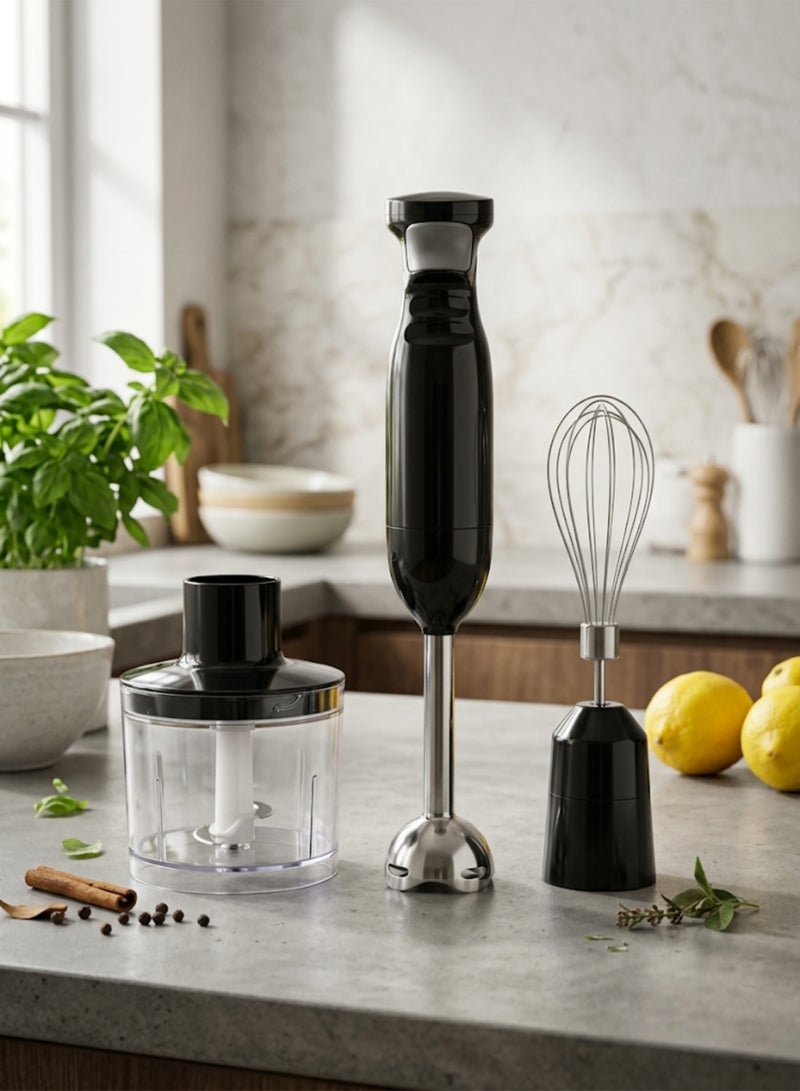 4-in-1 Electric Hand Blender Set 400W Immersion Blender with Food Chopper Whisk Attachment & Measuring Beaker Stainless Steel Blades - Image 2