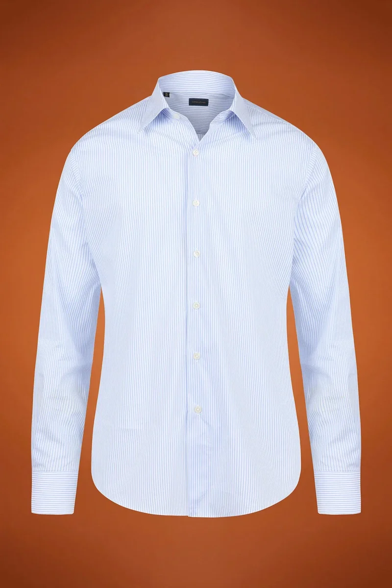 Doppelganger Multicolour Men's regular fit classic shirt in yarn-dyed technical fabric with a classic collar - White/LT Sky for Men | Best Price UAE