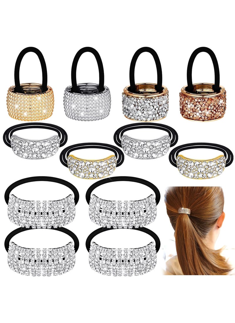 Yingzhao - 12 Pcs Glitter Elastic Ponytail Holders  Crystal Hair Accessories for Women Girls Ladies Mixed Colors - Image 1