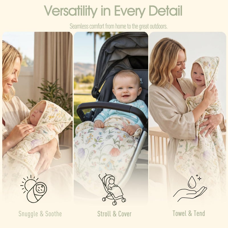 HardNok Ultra-Soft Muslin Baby Towel - 32 x 32 Inches, Ideal for Bath & Beach, Suitable for Both Boys & Girls from Newborns to Toddlers - Image 4