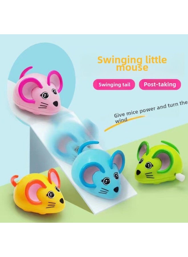 Children's Classic Nostalgic Cartoon Mouse Chick Swinging Fish Tin Frog Chain Caterpillar Winding Small Toy-Color:1 Piece Of Rocking Mouse (plastic) - Image 1