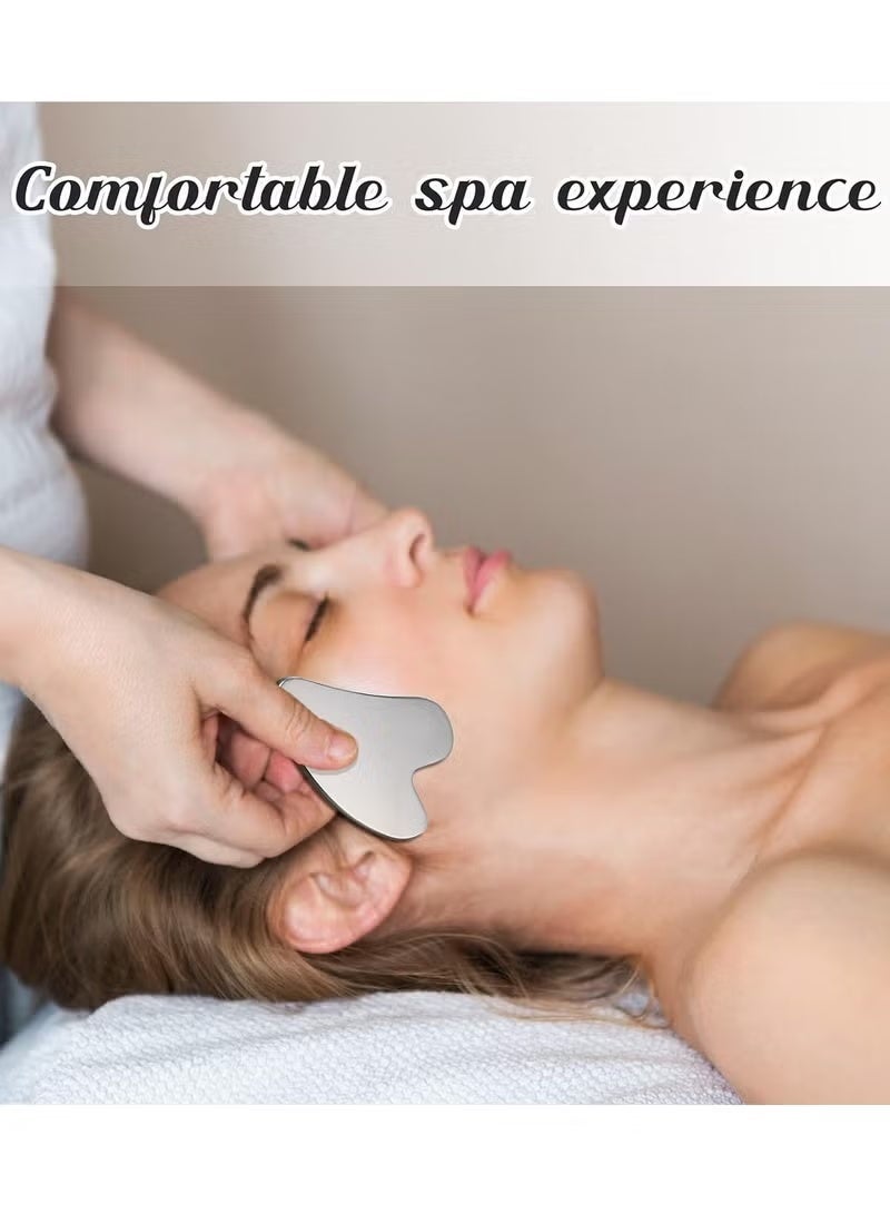 BUPY Facial Gua Sha Set Stainless Steel Heart Scraping Tool Wood Massage Comb Face Lifting Beauty Kit - Image 4
