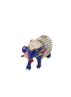 Antique Museum Handmade Hand Painted Elephant with carving Work 6 Inch  - Image 1