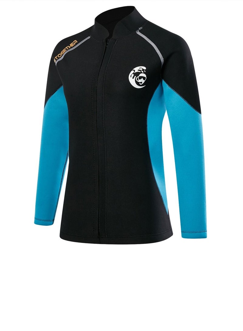 Loquat Children's Wetsuit 2.5MM Separate Body Warm Swimsuit For Boys And Girls Long Sleeve Winter Diving And Surfing Jellyfish Blue  - Image 1