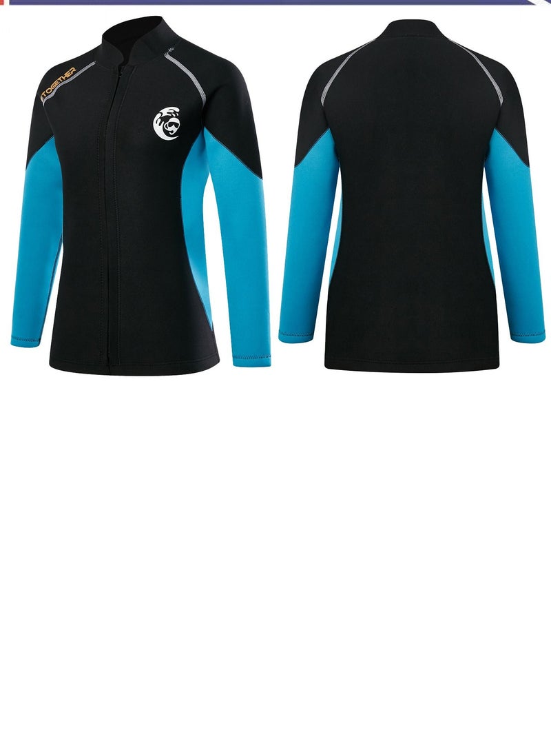 Loquat Children's Wetsuit 2.5MM Separate Body Warm Swimsuit For Boys And Girls Long Sleeve Winter Diving And Surfing Jellyfish Blue  - Image 2