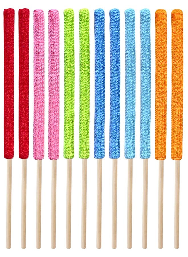 Bilkeru 12 Pcs Mini Detail Duster Sticks Crevice Cleaning Tool Brush Microfiber Gap Dust Cleaner for Window, Fan, Blind and Car Vent - Image 1