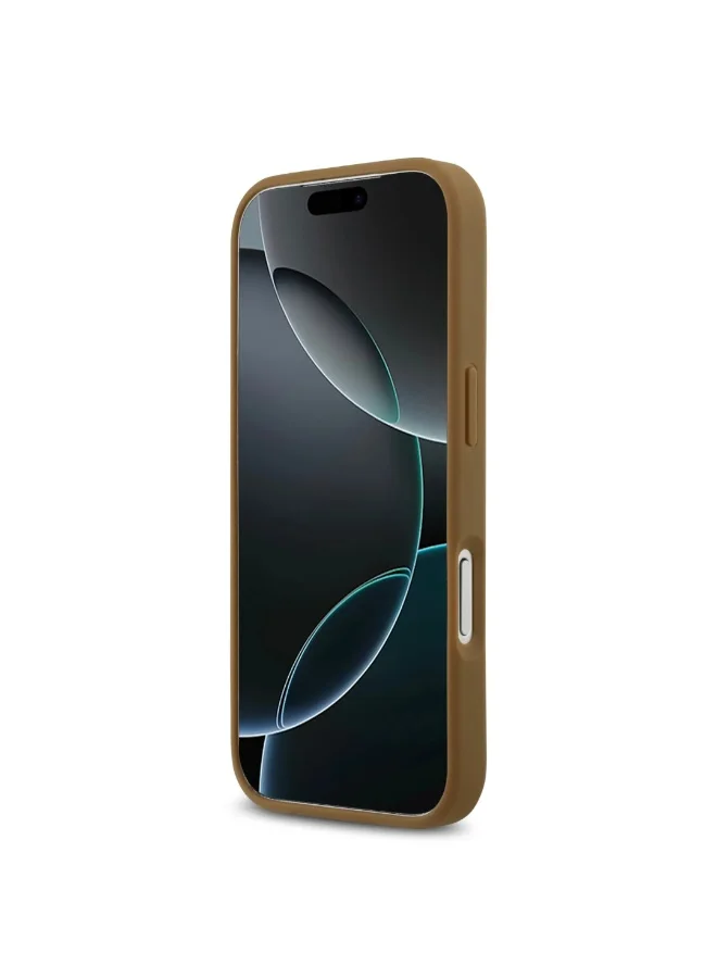 كارل لاغرفيلد جراب MagSafe من جلد البولي يوريثان لهاتف iPhone 17 Pro Maxمع شعار مطبوع عليه الأحرف الأولى / سهل التركيب / تصميم رفيع / خفيف الوزن / غطاء خلفي - بني