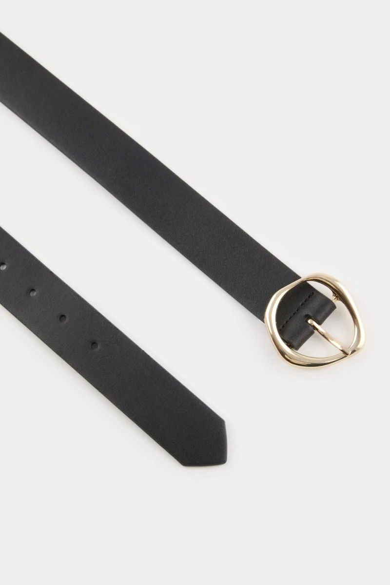 Defacto Woman Oval Buckle Faux Leather Denim Belt