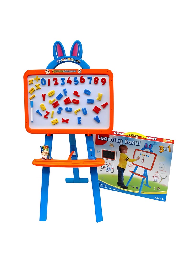 Generic - 3 in 1 Dry Erase White Board Magnetic Board and Chalkboard Art Activity Drawing for Artist with Learning Magnetic Alphabet and Numbers Chalk and Eraser - Image 1