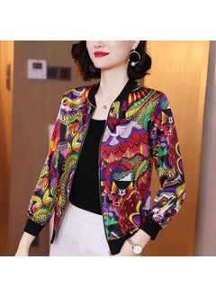 Generic 2024 Summer New Large Size Loose Fit Jacket Cardigan Top Short Jacket Trendy Printing Sun Protection Baseball Uniform For Women 3049# 