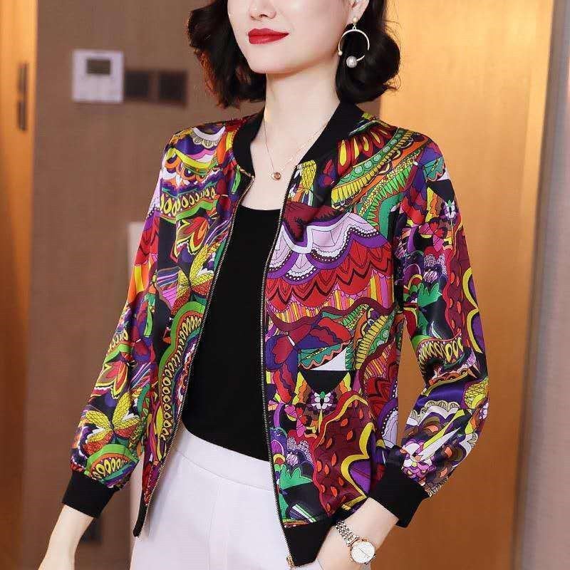 2024 Summer New Large Size Loose Fit Jacket Cardigan Top Short Jacket Trendy Printing Sun Protection Baseball Uniform For Women 3049# 