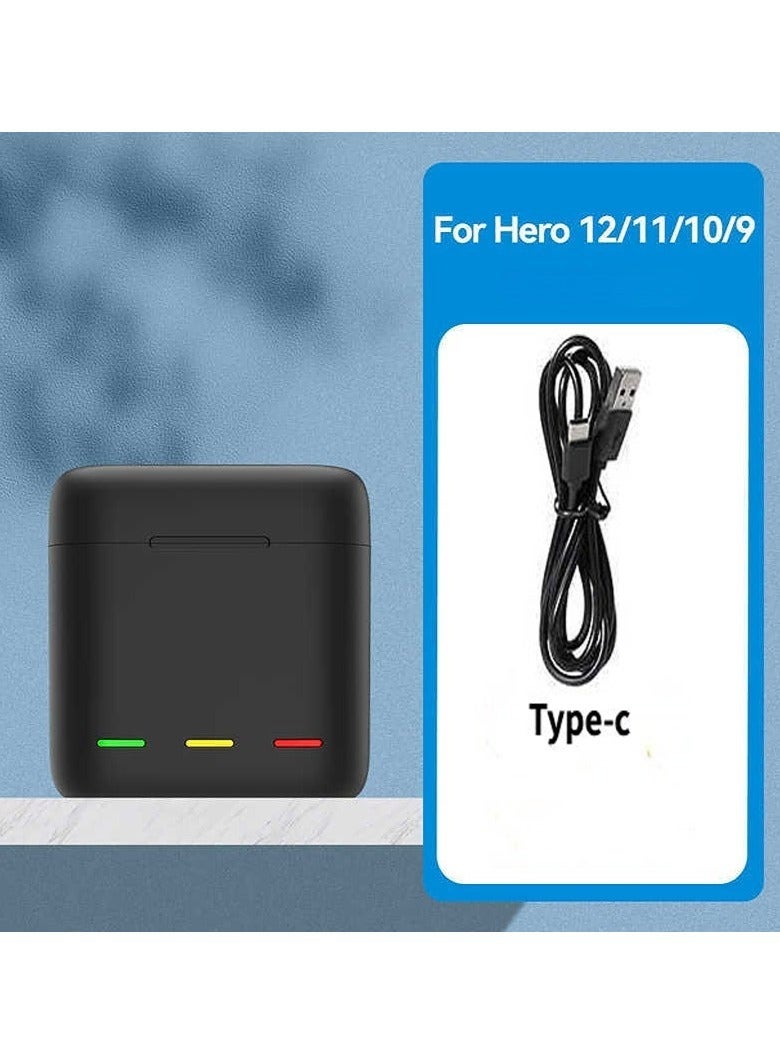 TELESIN Action Camera Battery Storage Charger, 3-Slot Battery Charging Case, Compatible with GoPro Hero 12/11/10/9 - Image 1