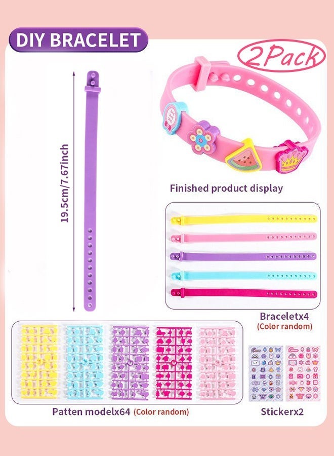 2 Pack Kids DIY Bracelet Making Kit,192+ Beads Charms Jewelry Craft Set with 8 Bands,Educational Creative Toy for Girls,Ideal for Birthday Gift,Party Activity,Party Favor and Handmade Fun - Image 3
