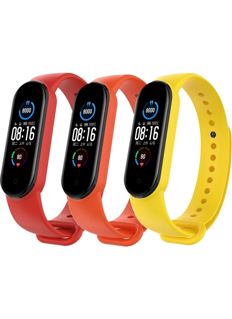 APEXEL Xiaomi Mi Band 5 and 6 Compatible Band Set 3-Red/orange/yellow 