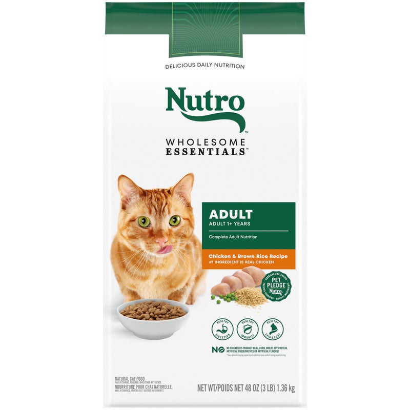 Nutro Wholesome Essentials Adult Dry Cat Food Chicken Brown Rice Recipe 3 lb Bag