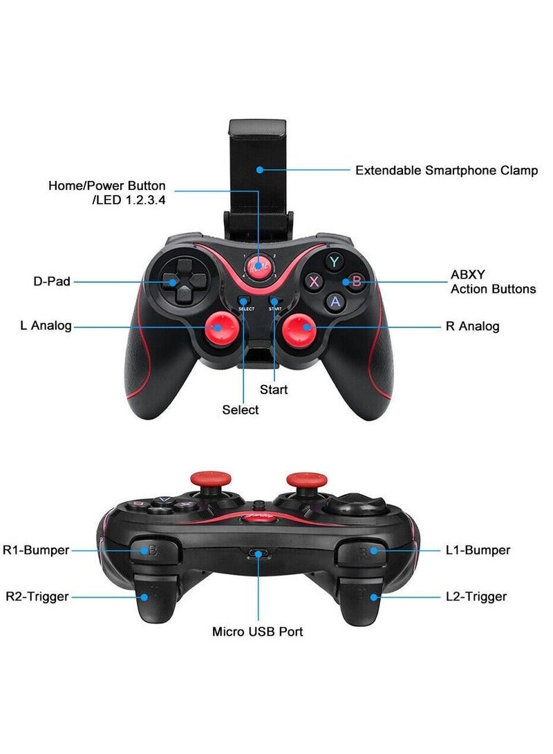 X3 Wireless Bluetooth Game Controller Joystick for Android/iOS Smartphones, Tablets, PC & Smart TV Box - Universal Gaming Gamepad with Phone Holder for Mobile Gaming - Image 3