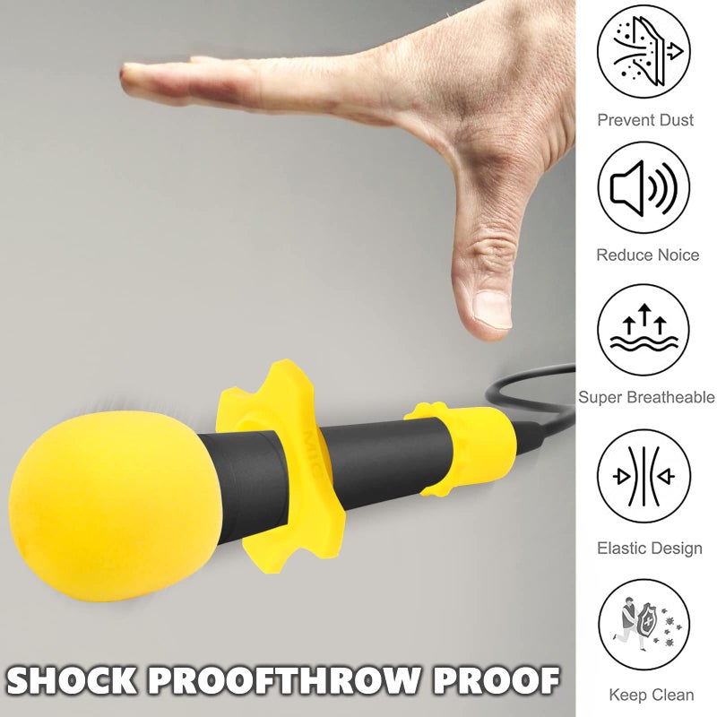 Flutesan 8 Set Microphone Cover Foam Mic Cover Microphone Windscreen Shakeproof Wireless Handheld Mic Protection Silicone Ring Anti Rolling Bottom Rod Sleeve Holder Foam Filter(Mixed) - Image 5