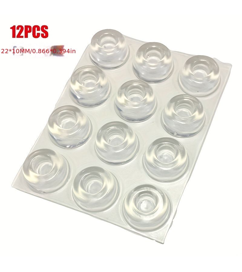 12 Clear Self Adhesive Silicone Cabinet Bumpers Stopper Crash Pad - Image 1