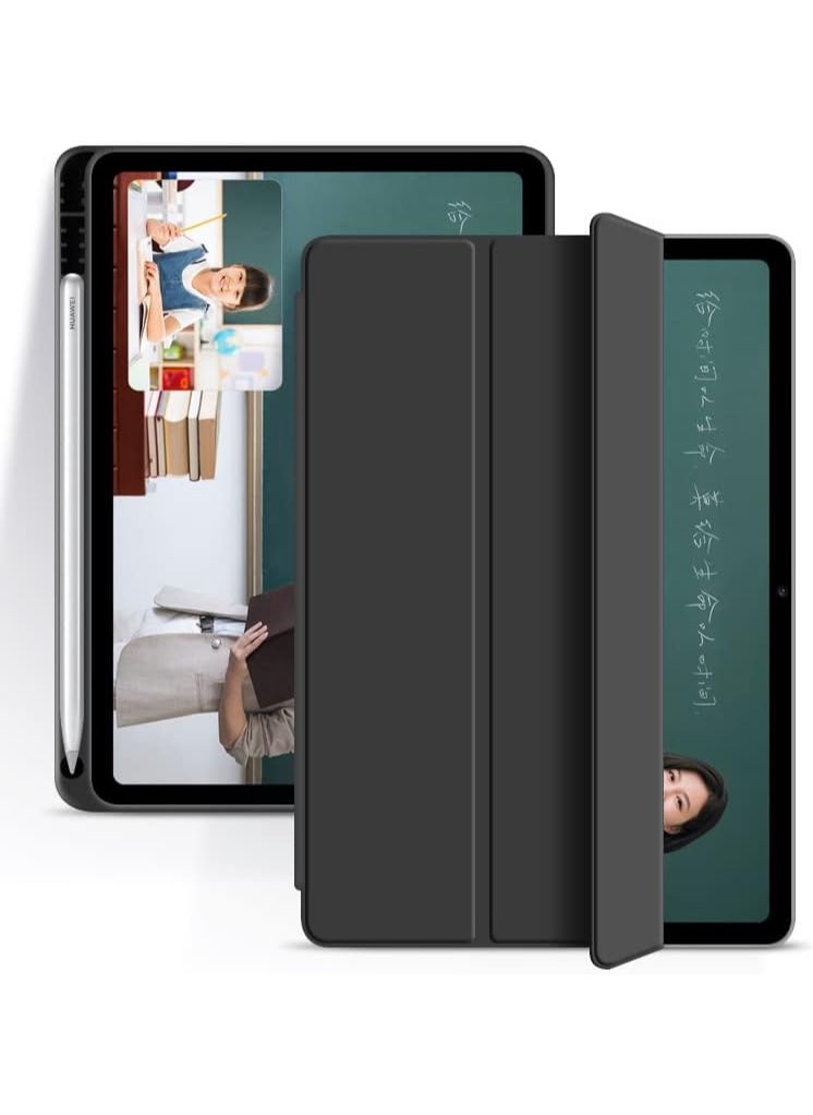 Generic Case For Huawei MatePad 10.4 (2022), Silicone Pen Tray Design Ultra Slim Smart Magnetic Back, Trifold Stand Protective Cover with Auto Wake/Sleep, For Huawei MatePad 10.4 (2022)-Black  - Image 1