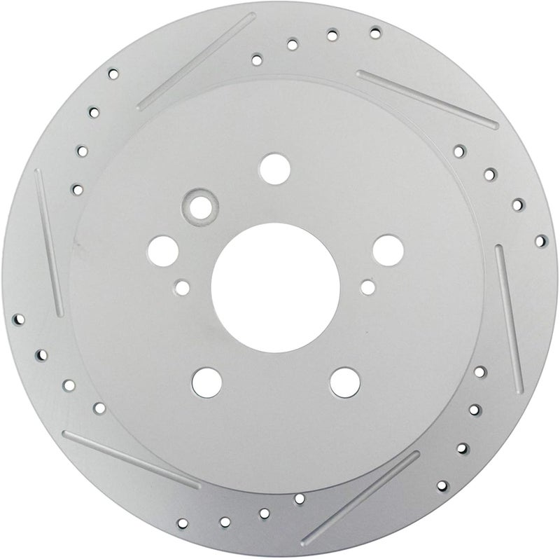 TRQ Rear Performance Brake Rotors Set Solid Premium G-Coated Cross Drilled & Slotted Compatible with 2008-2013 Toyota Highlander - Image 5