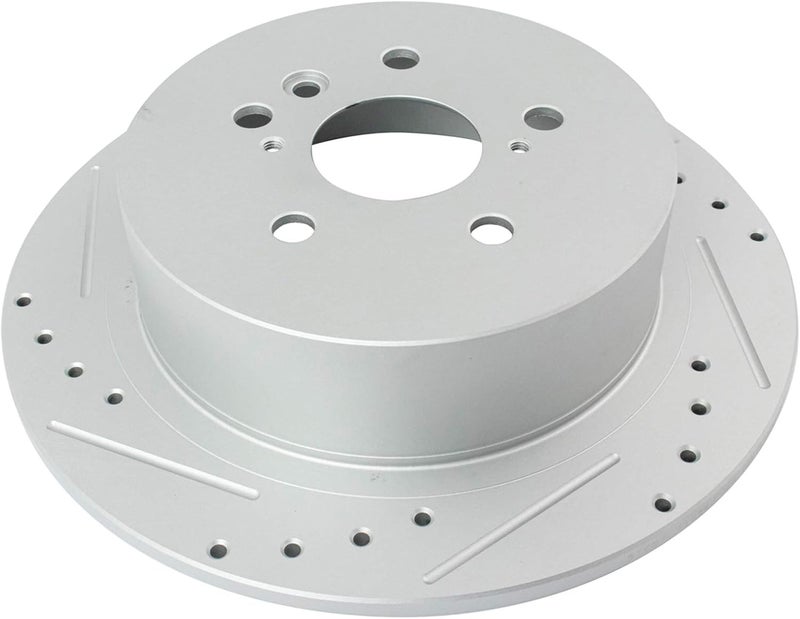 TRQ Rear Performance Brake Rotors Set Solid Premium G-Coated Cross Drilled & Slotted Compatible with 2008-2013 Toyota Highlander - Image 4