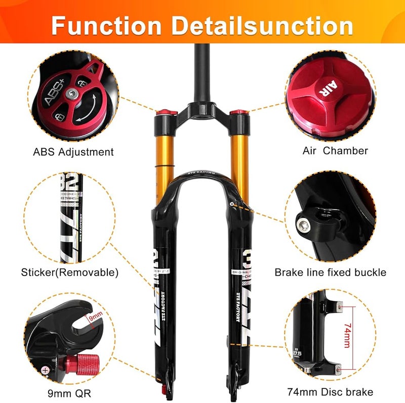 ZTZ 【UK STOCK】Magnesium Alloy Mountain Front Fork Air Pressure Shock Absorber Fork Fork Bicycle Accessories 29 Lock out - Image 2