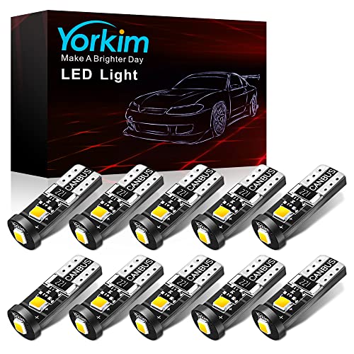 Yorkim لمبة يوركيم 194 LED كانبوس بيضاء خالية من الأخطاء 3-SMD 2835 شريحة، T10 LED داخلية لسيارة ضوء القبة، خريطة، باب، ضوء الترخيص، صندوق الأمتعة مع مقابس 194 168 W5W 2825 عبوة من 10 - Image 1