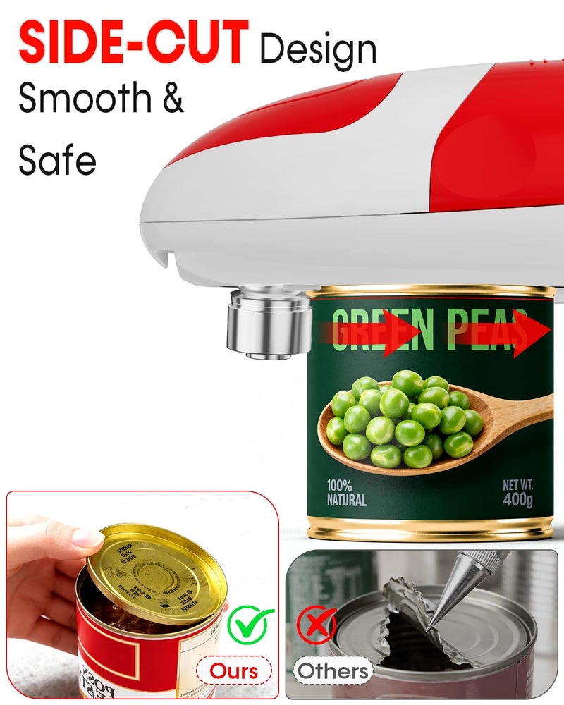 Befumly Electric Can Opener for Seniors One Touch - Easy Use, Smooth Edge Side Cut Auto Can Opener with Power Motor Fits All Can Sizes - Battery Operated, Hand Free for Kitchen by Befumly (Red) - Image 4