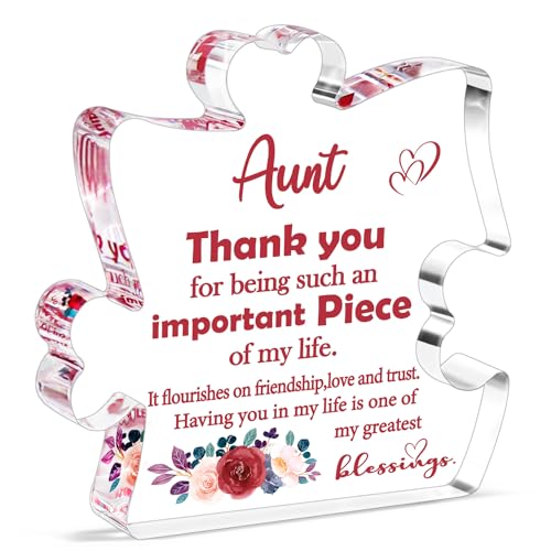 Aunt Birthday Gifts from Niece Nephew Auntie Christmas Stocking Stuffers Gifts Best Great Aunt Ever Gift Thank You Aunty Present Acrylic Plaque Desk Sign