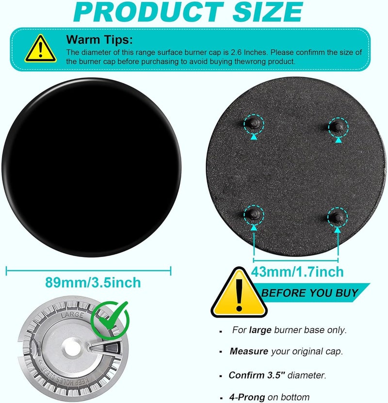 senkap New Upgraded WB29K10024 Range Surface Large Burner Cap Replacement for GE Gas Range/Stove/Oven/Cooktop,Burner Caps for Gas Stove,3.5 Inch Diameter (1PCS) - Image 3