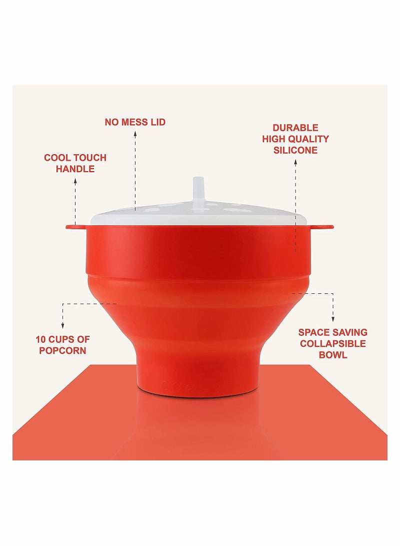 KASTWAVE Silicone Microwave Popcorn Popper with Lid, BPA Free Microwave Popcorn Popper - Image 2