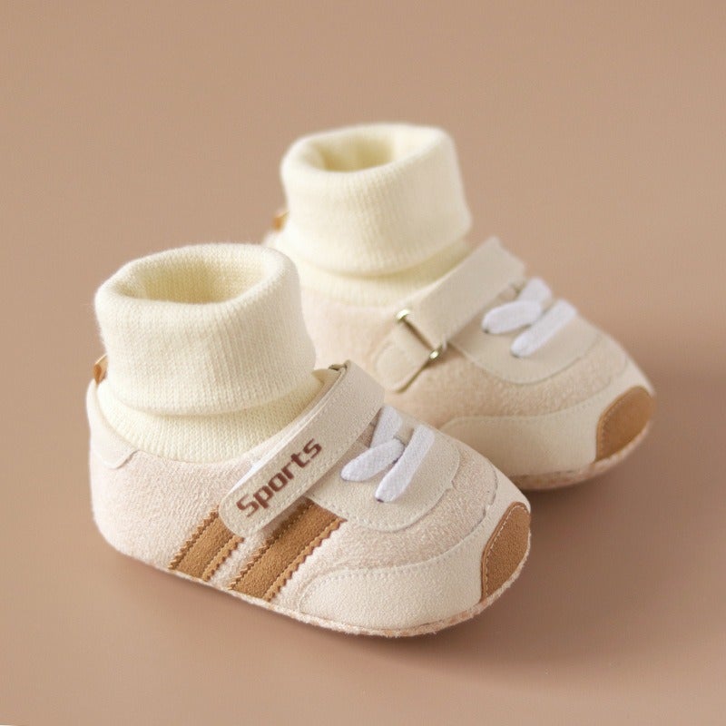 Qi Ta Baby Cotton Boots for 0-12 Months, Soft Sole First-Walk Shoes, Winter Warm Fleece-Lined, Anti-Slip, Unisex - Image 1