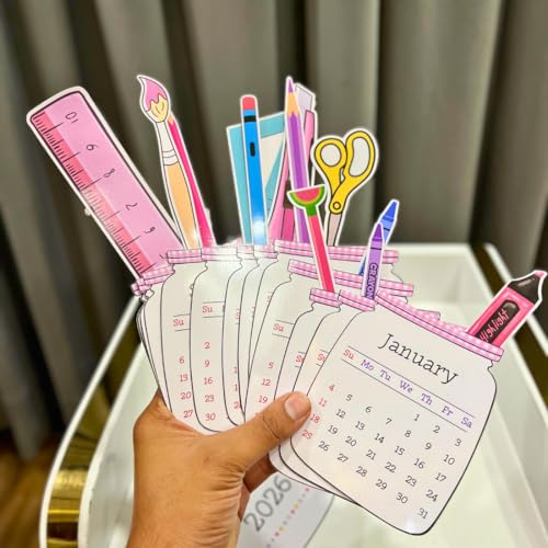 Zesta Table Calendar 2026 | kawaii calender 2026 | Desk Calendar 2026 for Office, Home and Study Accessories For Students | Monthly Calendar For Study Table (Stationery) - Image 4