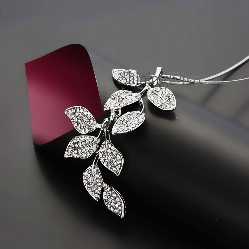 Shining Diva Fashion Crystal Flower Stylish Long Chain Pendant Necklace for Women and Girls - Image 3